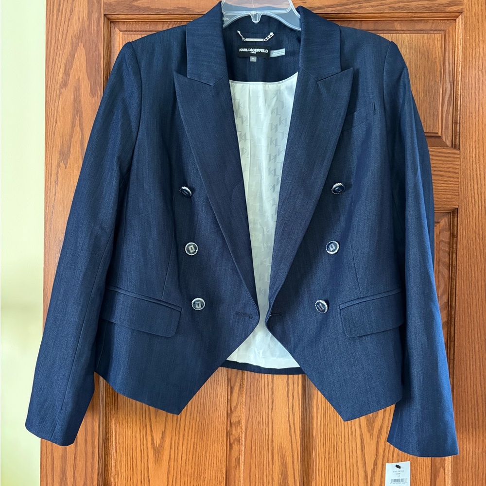Karl Lagerfeld Midnight Blue Double-Breasted Blazer